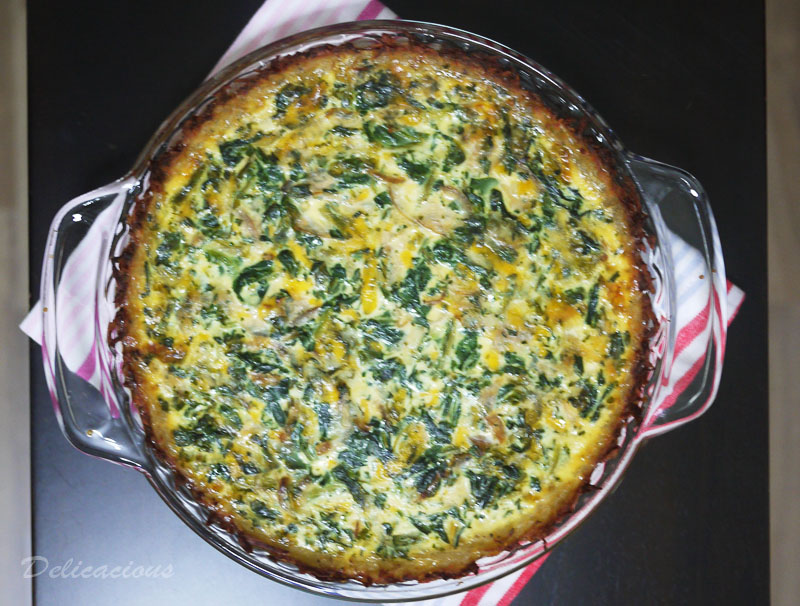 Potato crusted spinach quiche