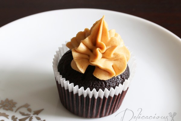 Chocolate Ganache-filled cupcakes with Peanut Butter Buttercream