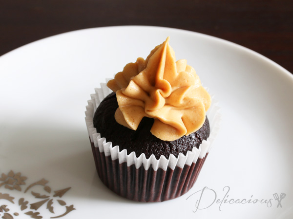 Chocolate Ganache-filled Cupcakes with Peanut Butter Buttercream