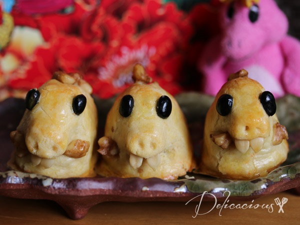 walnut dinosaur mooncakes